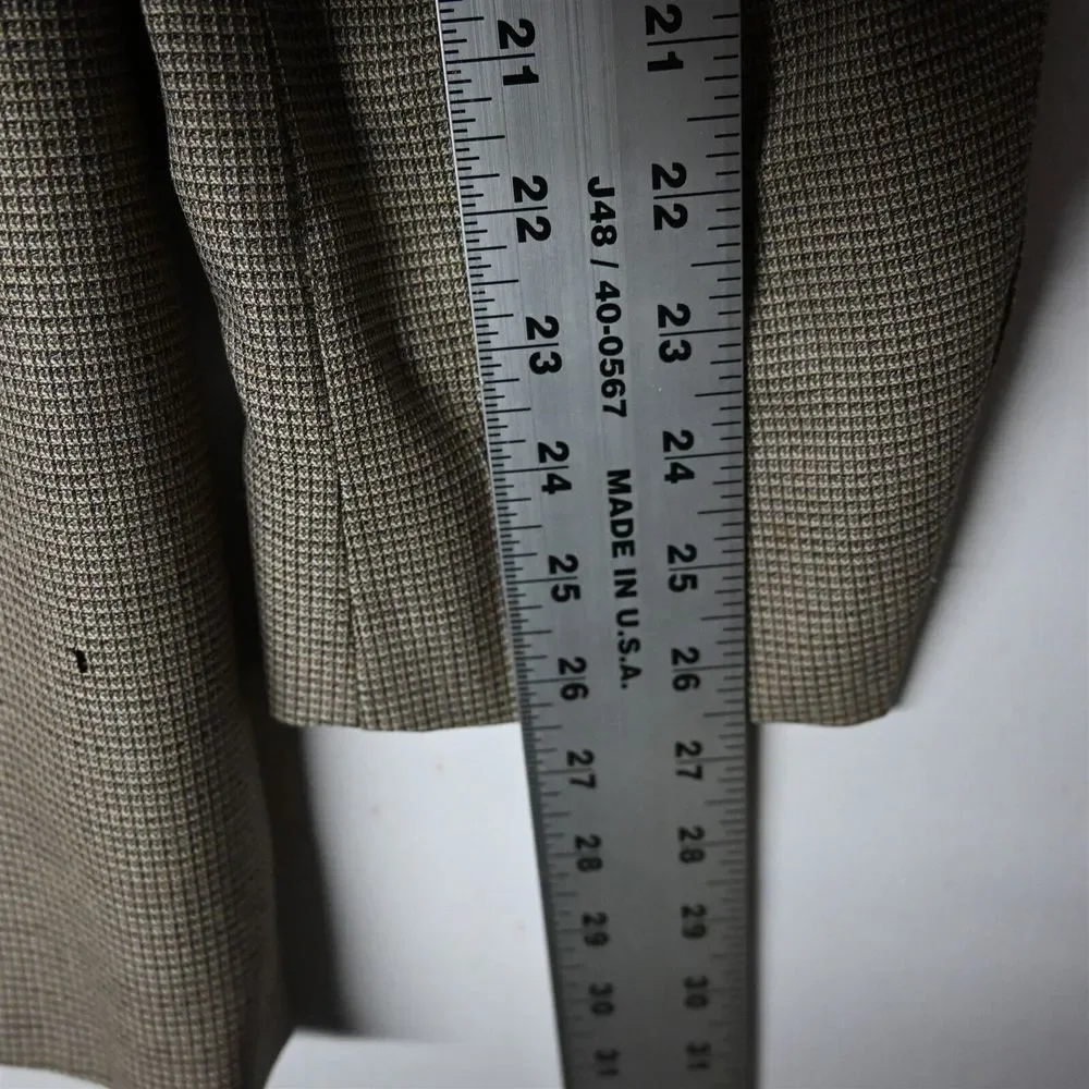 J Ferrar 44L Brown Check 100% Wool Mens Sport Coat Suit Jacket Blazer‎